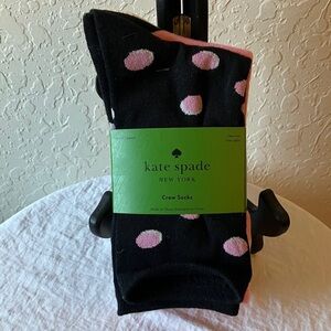Kate Spade: NWT Black/Pink/Cream Socks- 3 pairs- thin crew socks